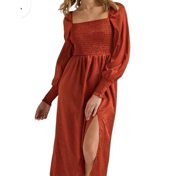 Wrangler Dresses & Skirts - NWT Peasant Dress XXL Square Neck Smocked Bodice Puff Long Sleeves BOHO Prairie